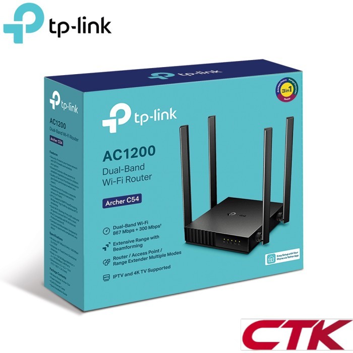Bộ Định Tuyến Wifi Không Dây Băng Tần Kép Tp-Link Archer C54 Tplink Ac1200 3 Trong 1