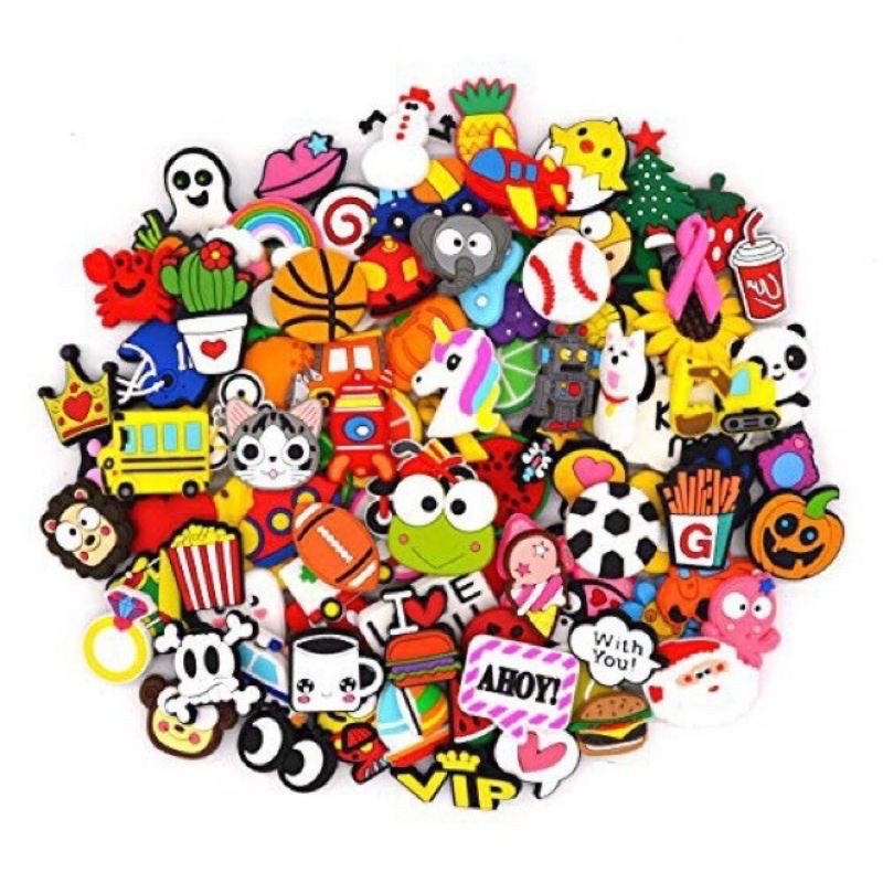 Sticker Jibbitz Charm gắn dép Crocs nhựa dẻo sillicon hoạ tiết dễ thương đáng yêu