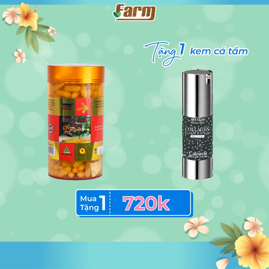 Viên uống sữa ong chúa Royal.Jelly 1610mg của Úc + Tặng Kem Cá Tầm Sky