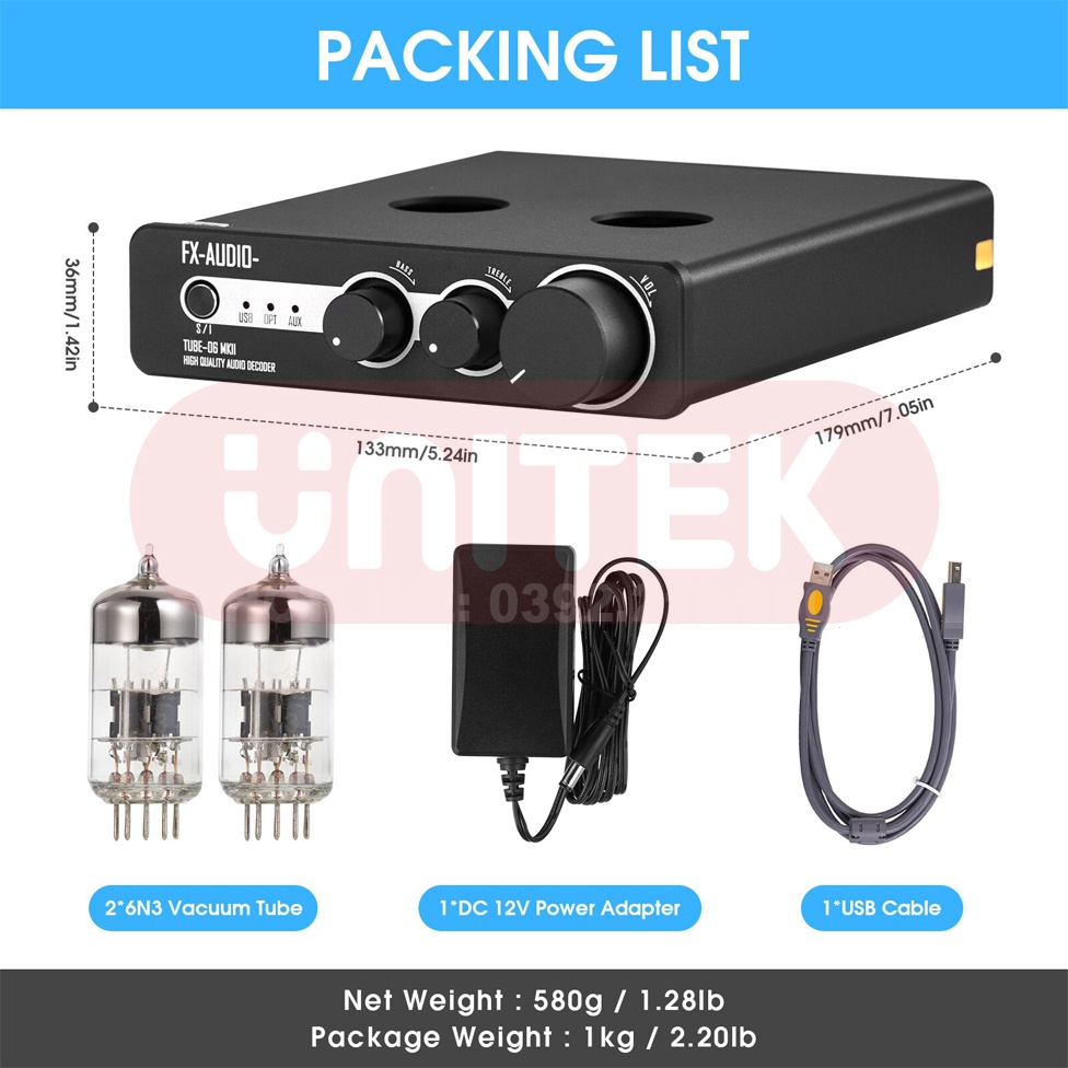 Bộ Ampli Đèn 6N3 Preamplifier Đèn, Chỉnh Bass-Treble FX-Audio TUBE-06 MKII - Hàng Chính Hãng