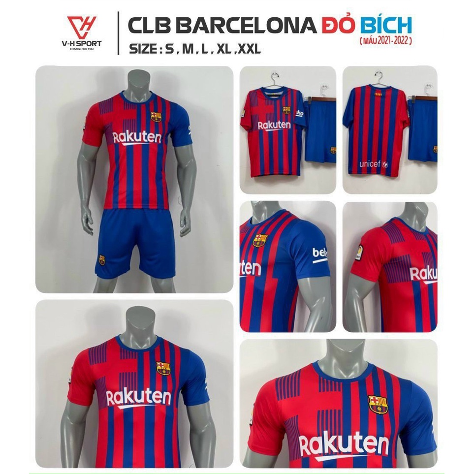 Bộ Quần Áo thể thao, bóng đá CLB Barca mùa 2021 -2022, vải cao cấp chất lượng, thấm hút mồ hôi, thoát nhiệt nhanh.