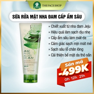 Sữa rửa mặt dưỡng ẩm làm mềm mịn da sạch sâu cấp ẩm The Face Shop Jeju Aloe Fresh Soothing Foam Cleanser 150ml
