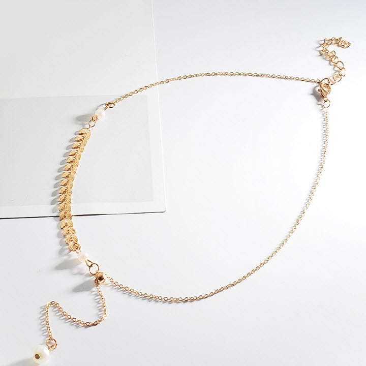 Bộ Trang Sức Nữ Bằng Titan Đẹp Giá Rẻ Bông Lúa Phối Hạt Ngọc - Đảm Bảo Không Đen, Không Rỉ Sét Vĩnh Viễn - 1 Dây + 1 Lắc