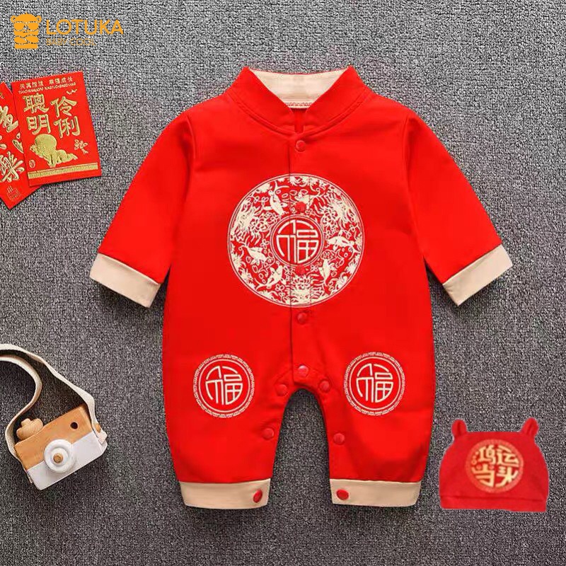 Body Buộc Dây dài tay tài lộc mẫu Quần áo trẻ em chất cotton mền mịn cho bé trai bé gái từ 0-12 tháng