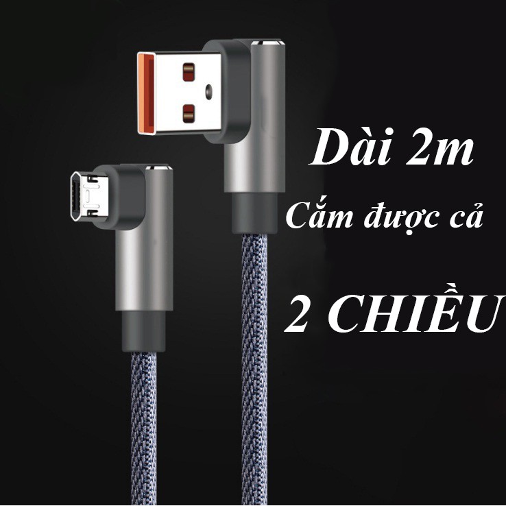 Cáp sạc cổng Micro USB dài 2M dây dù hỗ trợ sạc nhanh