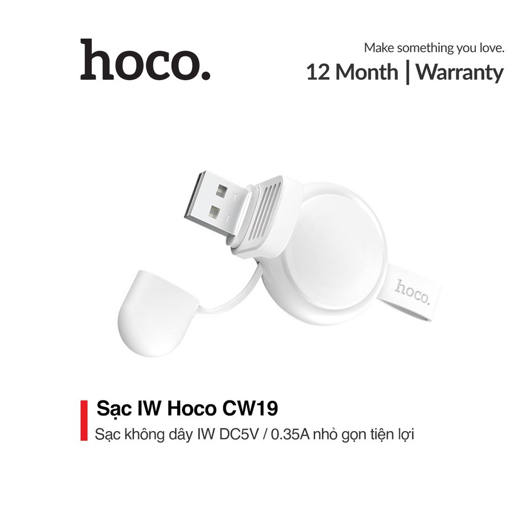 Đế sạc không dây Hoco CW19 chất nhựa ABS + PC + TPE độ bền cao cho Apple Watch