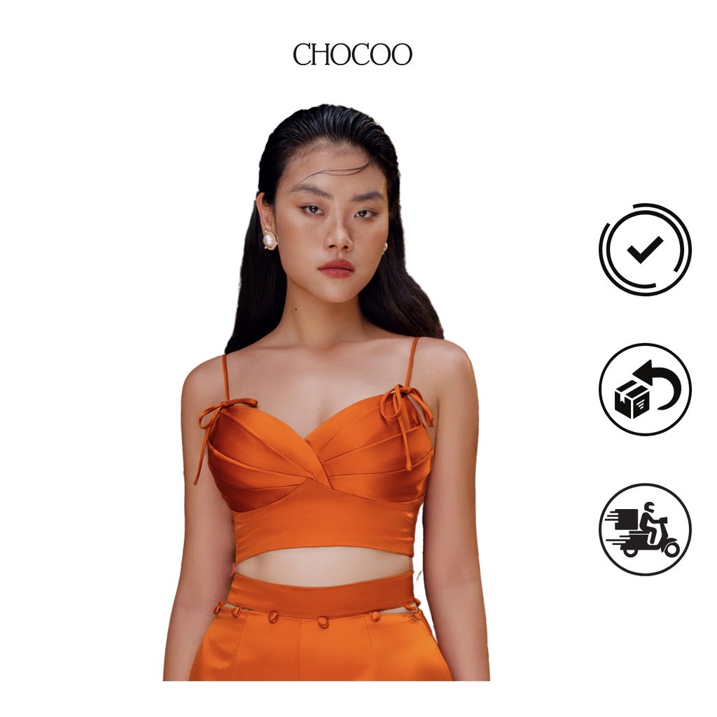 Áo 2 dây CHOCOO Franny Top croptop thiết kế độc đáo sang trọng chất liệu phi nhật cao cấp