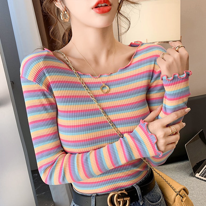 NRVP Áo Thun Nữ Tay Dài 100% Cotton Thời Trang Hàn Quốc