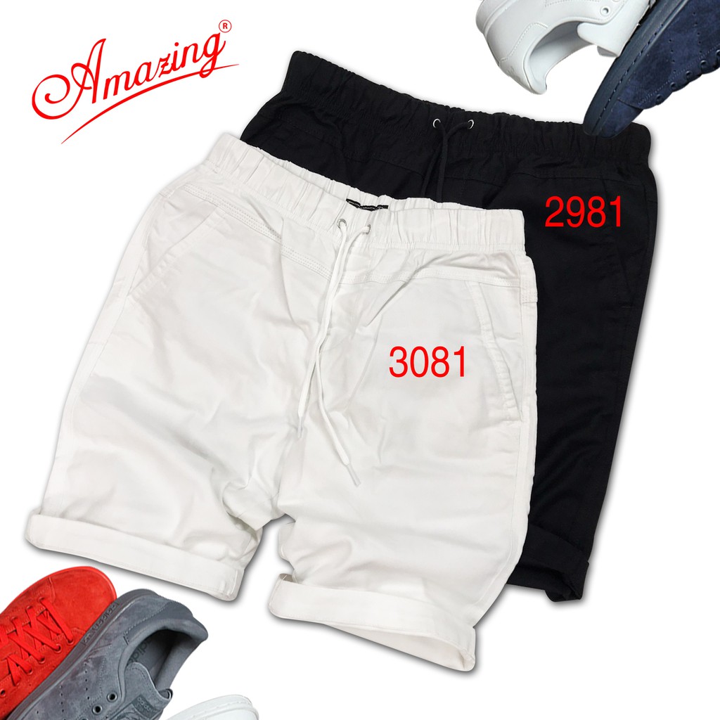 Short kaki big size (tới 80kg), quần đùi Amazing lưng thun, cao cấp, chất vải co giãn nhẹ, màu đen và trắng sang trọng | BigBuy360 - bigbuy360.vn