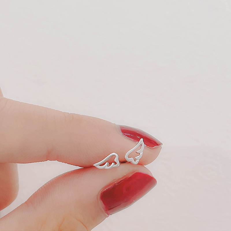 Đôi khuyên tai dạng xỏ đôi cánh thiên thần phong cách Hàn Quốc dự tiệc đáng yêu thời trang làm quà tặng cho học sinh nữ