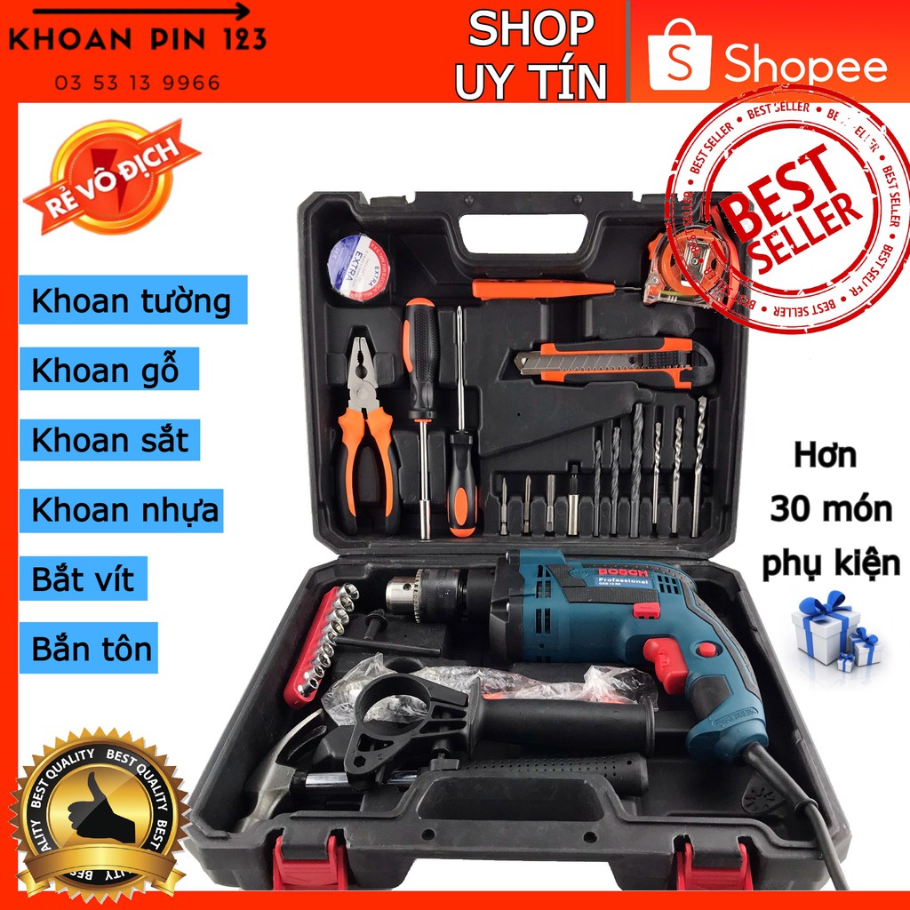 Khoan Bosch vali đa chức năng GSB 13 RE đầu 13mm full đồ