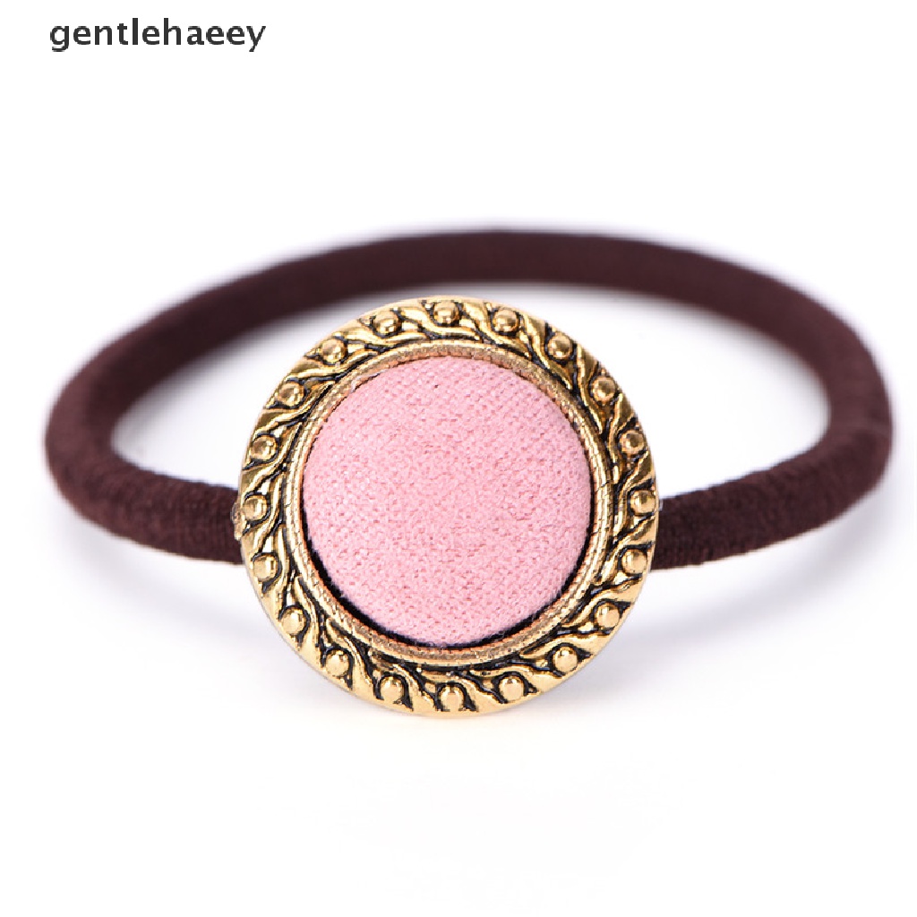 Băng Đô Cài Tóc Co Giãn Đính Nút Phong Cách Vintage Cho Nữ