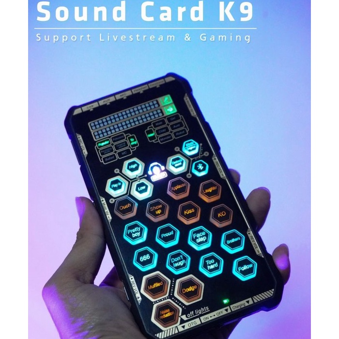 Sound Card K9 Mobile Tặng Kèm Tai Nghe - Chơi game, Thu Âm, Livestream, Karaoke Online Auto Tune Đổi Giọng - Nhỏ Gọn