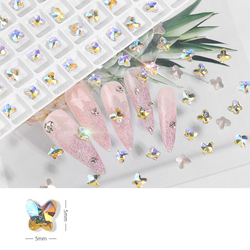 Set 30 Viên Đá Pha Lê 3D Trong Suốt Tùy Chọn Đính Đá Trang Trí Móng Tay Sau Lưng
