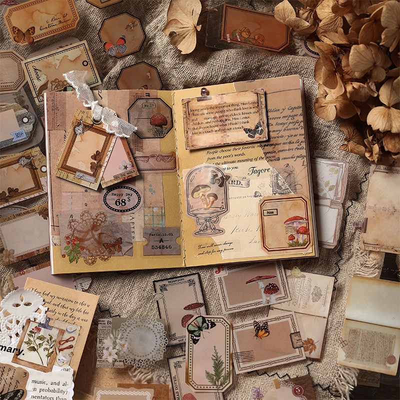 Bộ 20 Miếng Dán Trang Trí Sổ Tay Nhật Ký DIY Chống Thấm Nước Kiểu Vintage Dễ Thương