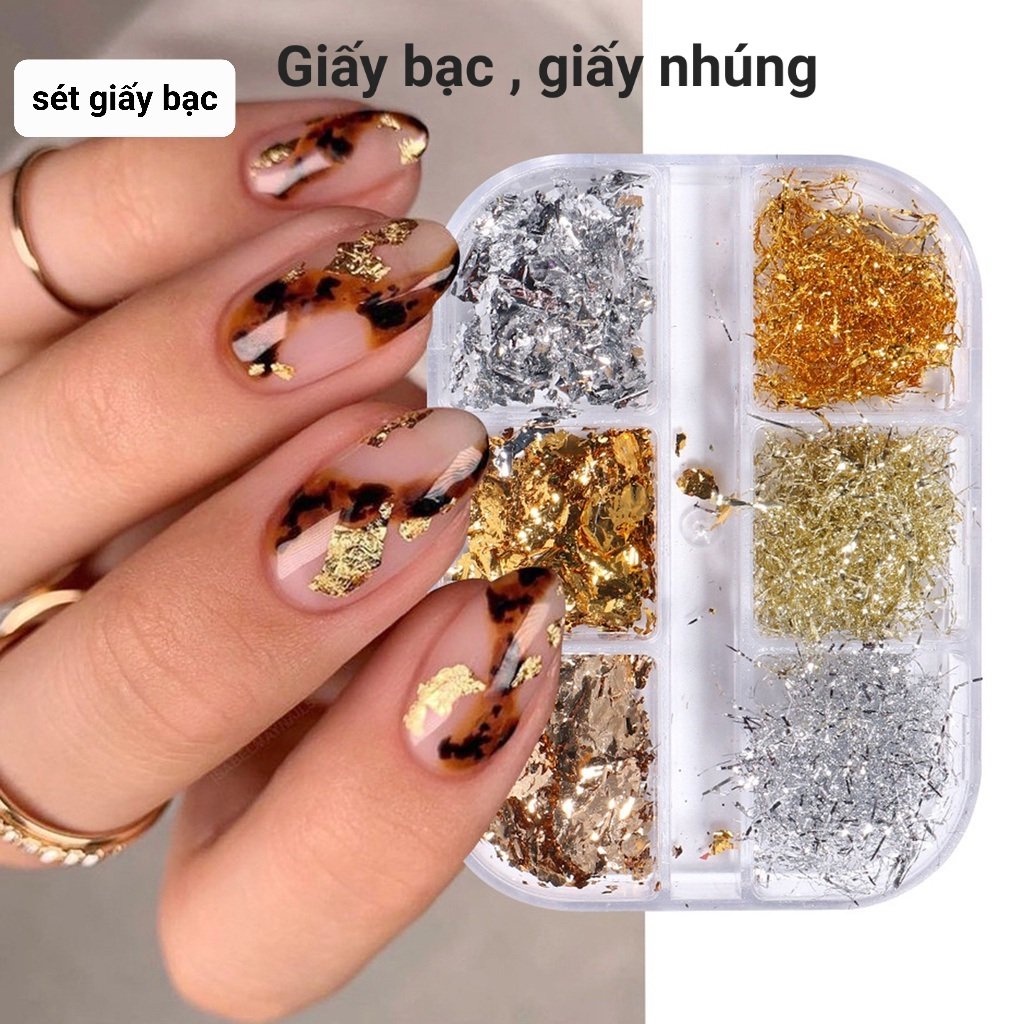 [FreeShip] giấy bạc nail, sét nhũ ẩn, giấy bạc ẩn