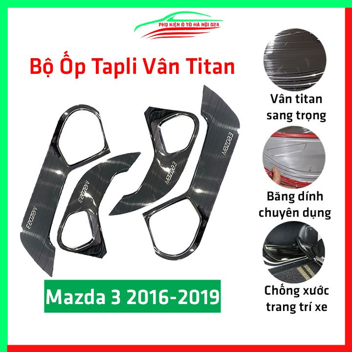 Bộ ốp tapli Mazda 3 2016-2019 vân Titan chống xước va đập khi mở cửa và làm đẹp xe