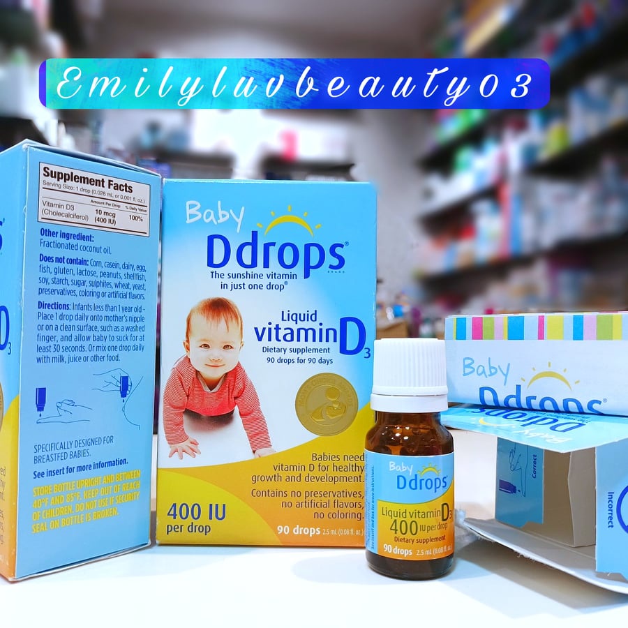 Vitamin D3 Baby Ddrops Mỹ cho bé 0-12 tuổi date 2024