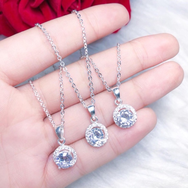DÂY CHUYỀN NỮ BẠC TA - MẶT ĐÁ TRÒN