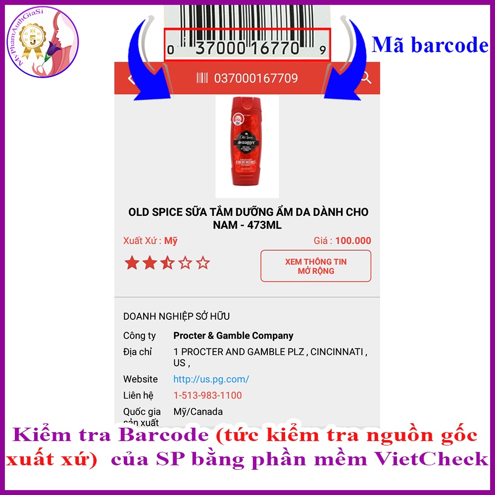 Sữa tắm Old Spice dành cho nam làm sạch cơ thể và ngăn ngừa mùi hôi 473ml Mỹ