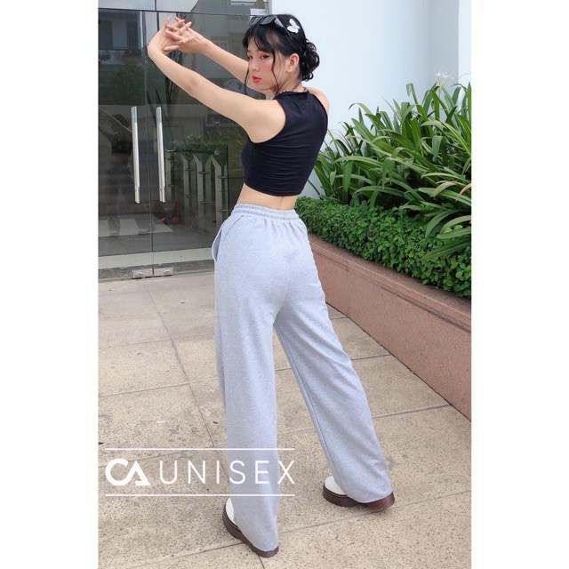 Quần suông ống rộng nữ chất nỉ nhung tăm dày dặn, quần nữ ống rộng nhung tăm dáng suông cạp chun dây rút thể thao | BigBuy360 - bigbuy360.vn