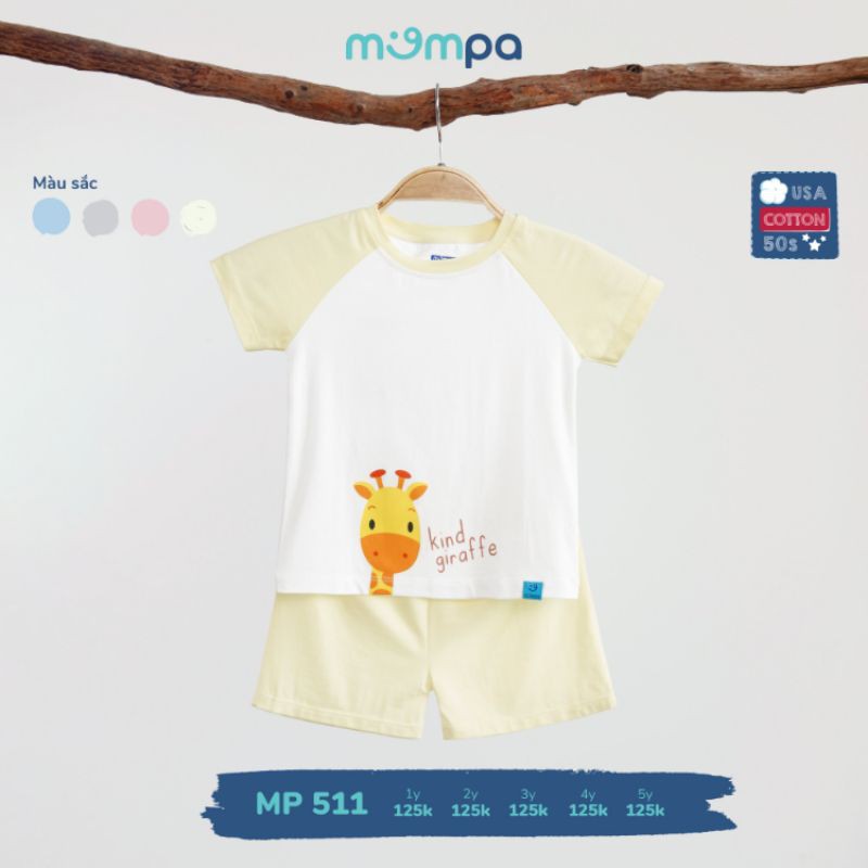 Bộ cộc tay cho bé trai-bé gái vải cotton organic Mompa MP511-601