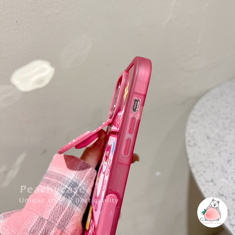 Ốp Điện Thoại TPU Mềm Tích Hợp Gương Hình Gấu / Dâu Tây Cho iPhone 14 13 12 Pro Max 11 Xr Xs Max X