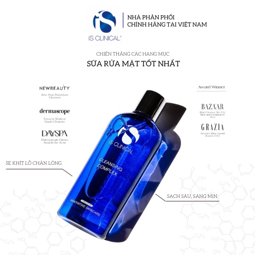Sữa rửa mặt iS CLINICAL Cleansing Complex sạch sâu và nhẹ dịu 60ml và 180ml