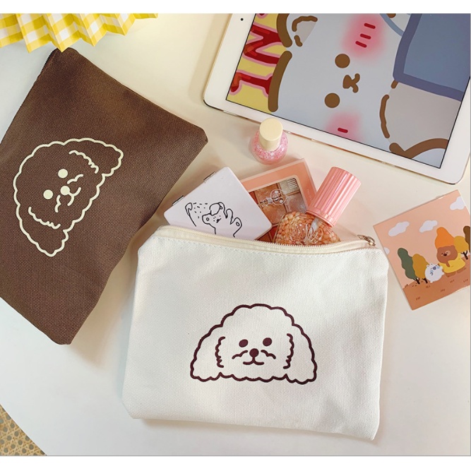 MICHAN Túi xách vải canvas in hoạt hình cún kiểu HÀN QUỐC dễ thương