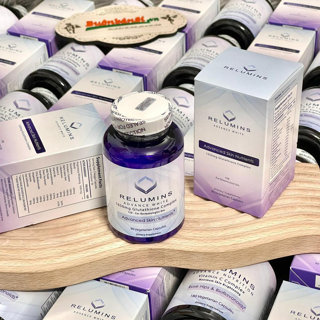 Viên Uống Hỗ Trợ Trắng Da RELUMINS Advanced White Mỹ - 90 Viên Và 180 Viên