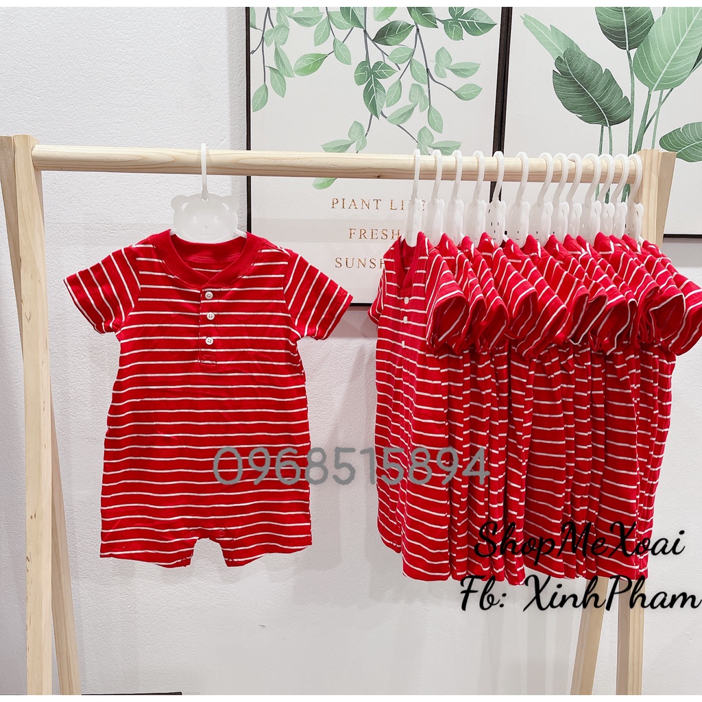 BỘ BODY ĐÙI CHO BÉ XUẤT DƯ XỊN MÀU KẺ ĐỎ SIZE 3M,6M,9M,12M,18M