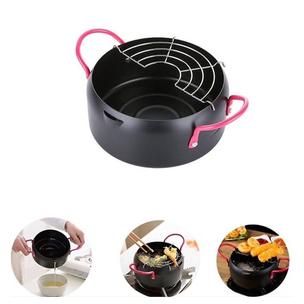 Nồi Chiên Lọc Dầu Size 18Cm Kèm Vỉ Gác Chảo Ráo Dầu Tiện Dụng Cho Gia Đình