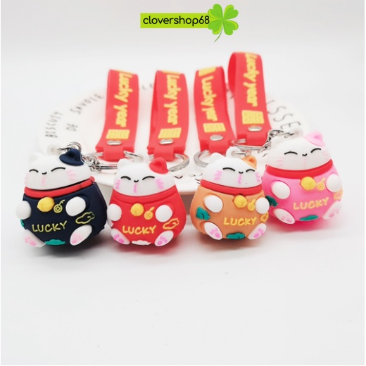Móc khoá trang trí hình chú mèo thần tài kute 🍀 Clovershop68 🍀