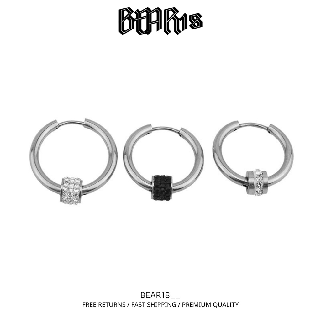 Bông tai - khuyên tai cá tính đính đá đẹp, chất liệu thép titan 100% không gỉ unisex phù hợp cho nam và nữ BEAR18 -BT114