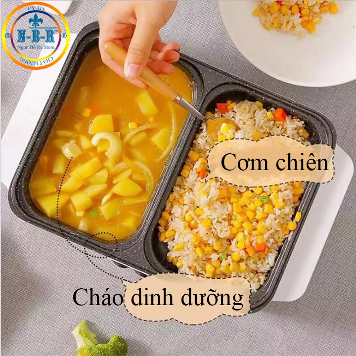 Bếp lẩu nướng 2 ngăn, bếp lẩu nướng mini 2 in 1, nồi nướng lẩu đa năng Chống Dính Hàn Quốc