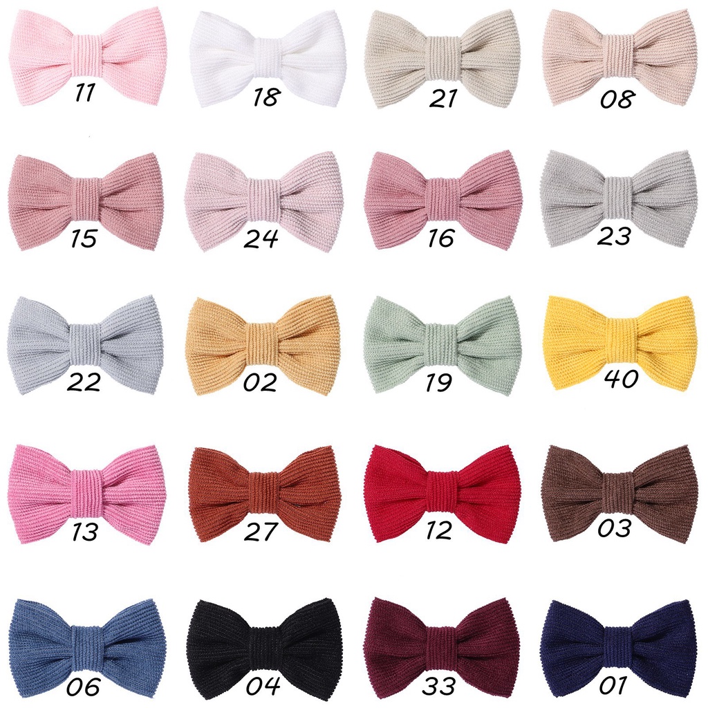 Set 2 kẹp tóc KIDSBOWS đính nơ màu trơn 2.7 inch thời trang cho bé gái