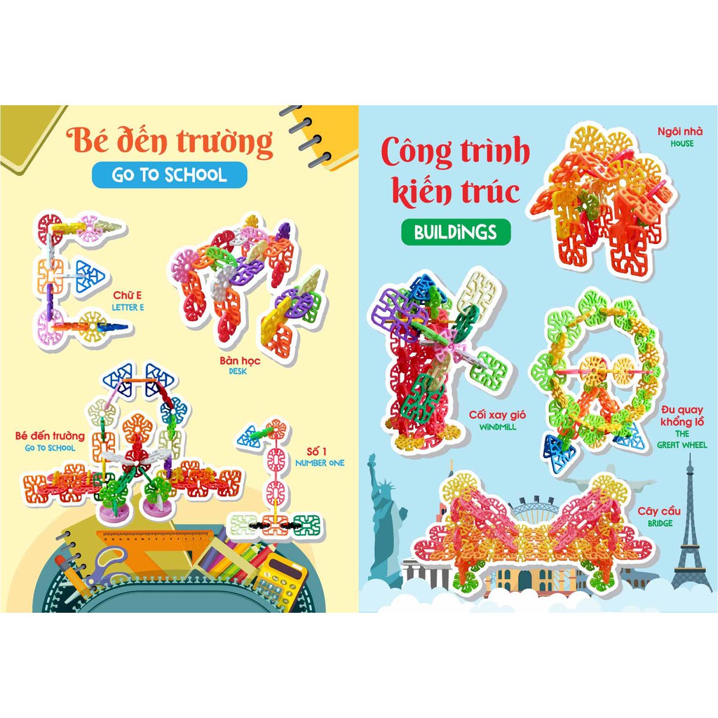 [Mã LIFETOYS1 giảm 30K đơn 99K] Bộ Xếp Hình Hoa Sato 78 Chi Tiết Giúp Bé Phát Triển Trí não