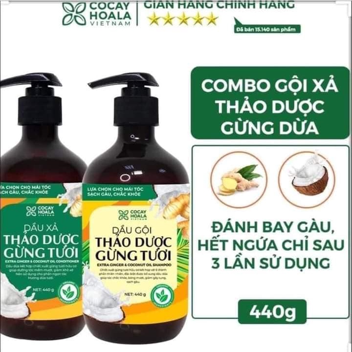 Dầu gội + xả thảo dược hữu cơ Gừng Dừa - Cocayhoala
