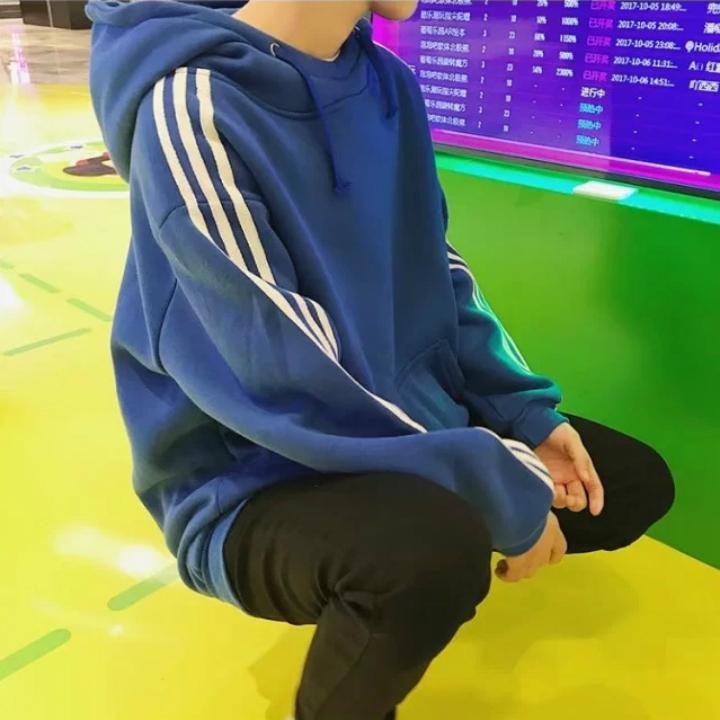 Áo Hoodie Nam Nữ Phối Xọc Cánh Tay Chất Nỉ Bông Dày