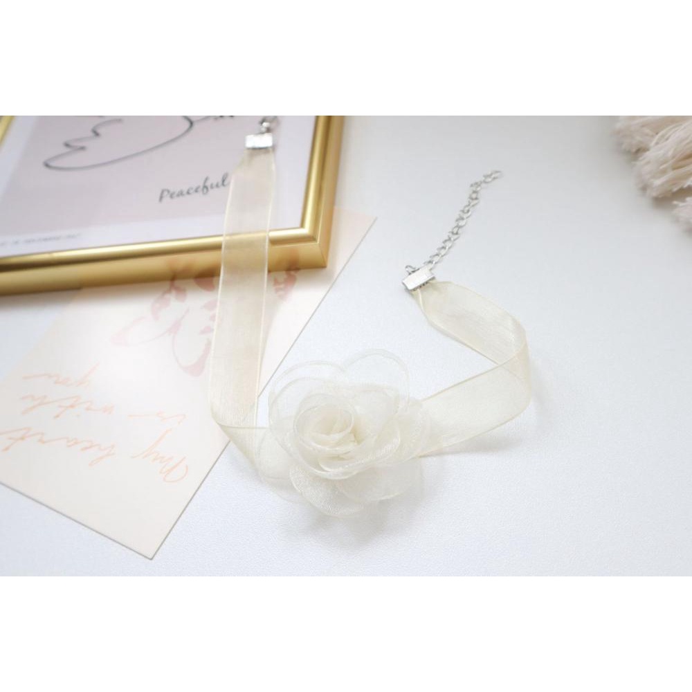 Vòng Cổ choker Vải Tuyn Hoa Hồng