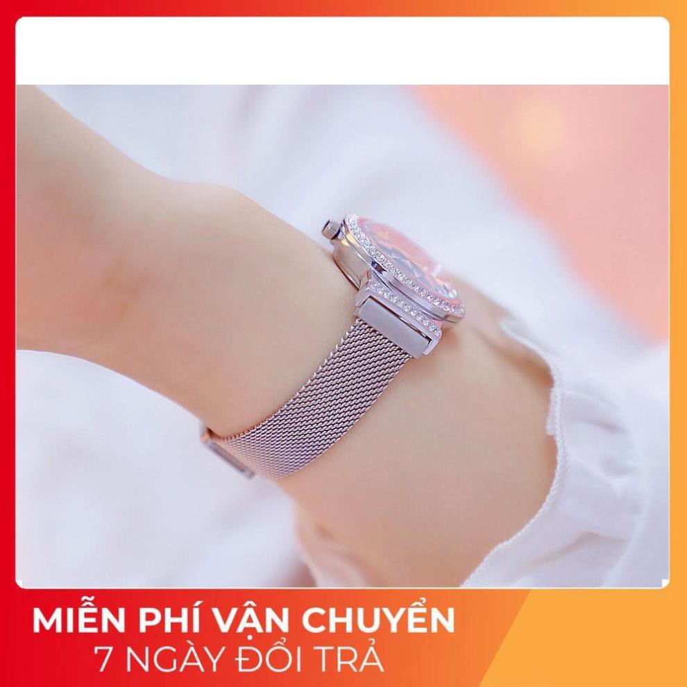 Free ship - Thời trang cao cấp Đồng hồ nữ Bee Sister FA1591 dây thép cao cấp, khóa nam châm, mặt tròn đính đá đa giác.