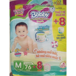 Tã/ bỉm quần Bobby đệm lưng thấm mồ hôi size S46, M76, L68,XL62,2XL56, 3XL24