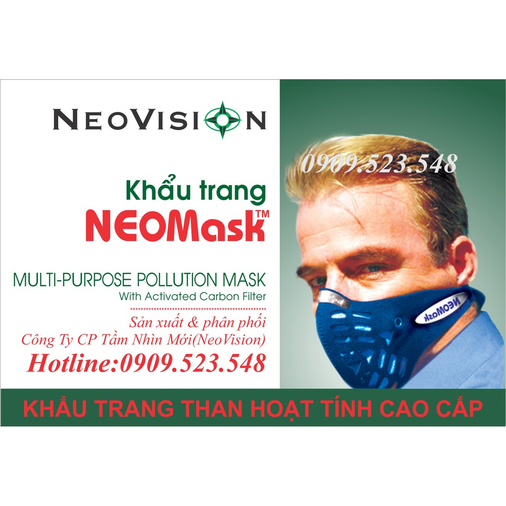 Khẩu trang Neomask, khẩu trang than hoạt tính cao cấp Neovision lọc bụi khử mùi chống không khí ô nhiễm