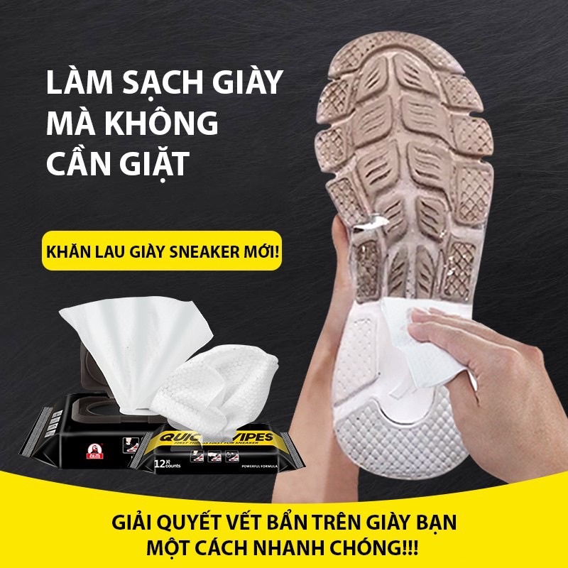 Khăn Giấy Ướt Lau Giày Sneaker Siêu Sạch, Siêu Tiện Dụng Gói 12 Tờ