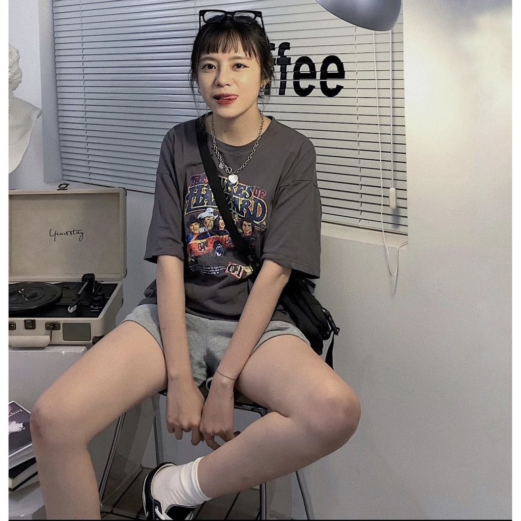 Bộ Thun Trơn Cộc Tay Oversize HAZZARD Nữ  Nana's House - FREESHIP  Set áo thun tay lỡ dáng rộng và quần short cạp chun