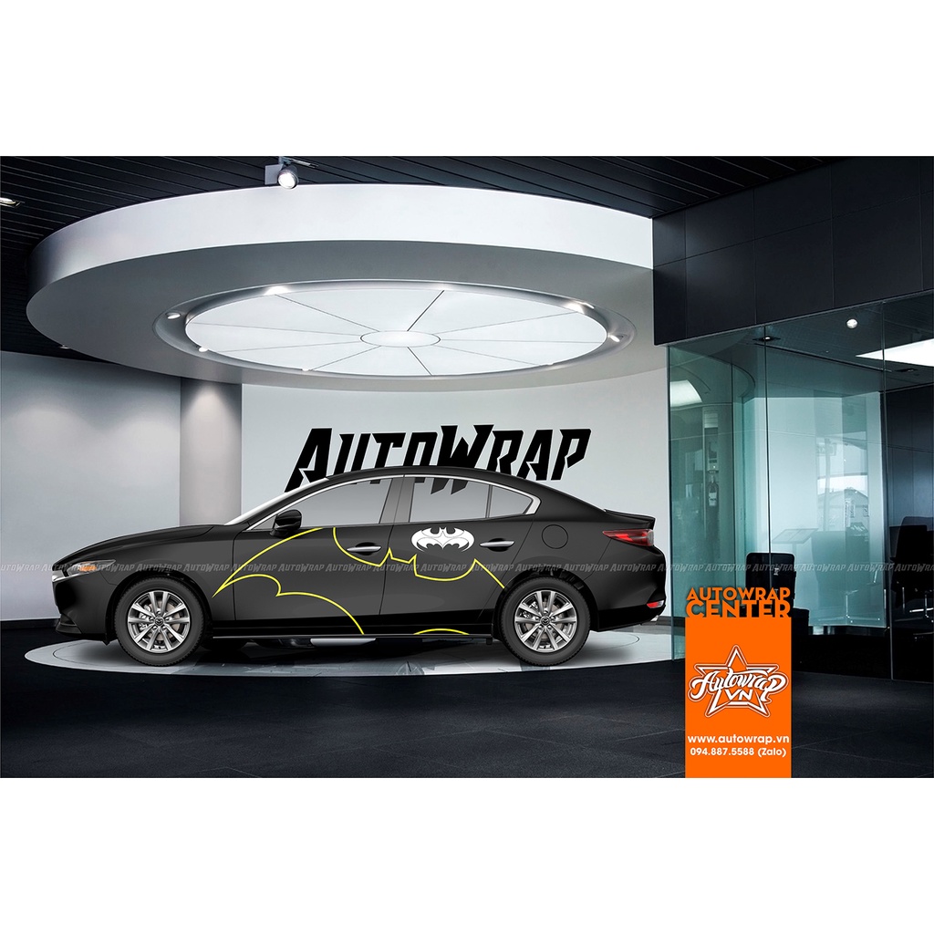 Tem họa tiết xe Mazda 3 Batman - Tem họa tiết ô tô Mazda, tem dán sườn xe thể thao