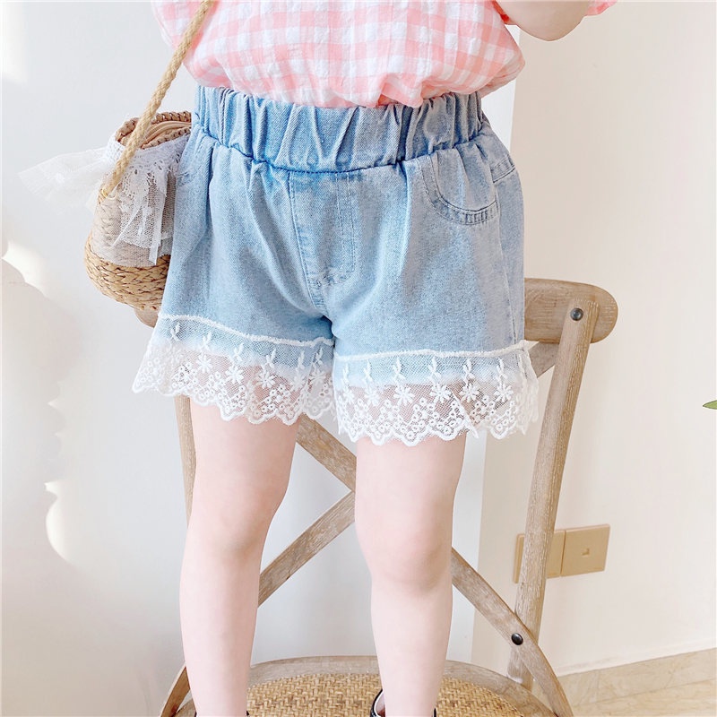 Quần Short Jean Cho Bé Gái Mềm Mại, Co Giãn - Hàng Quảng Châu Cao Cấp