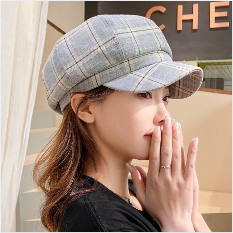 Mũ nồi Beret Sọc caro CAO CẤP kiểu lưỡi trai - N3270