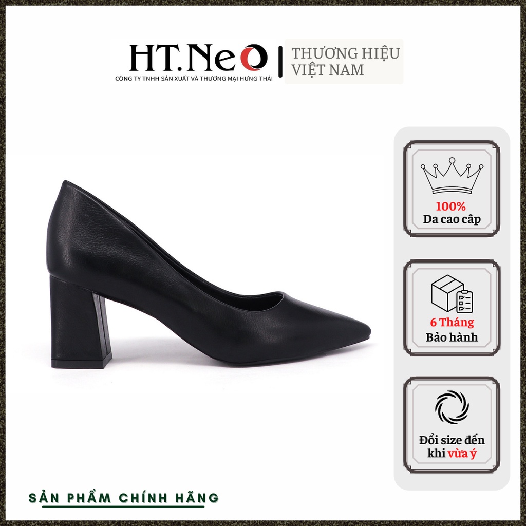 Giày công sở nữ - giày da nữ HT.NEO da bò thật 100% kết hợp gót vuông 7cm bọc da cực sang, cực đẹp CS140
