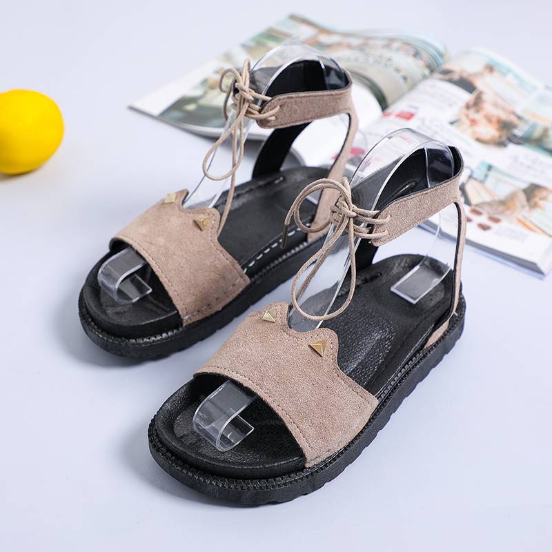 Giày Sandal Cột Dây Đính Tai Mèo Dễ Thương Phong Cách Hàn Quốc